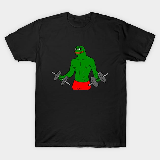 Swole Pepe Curling T-Shirt by Lean Mean Meme Machine